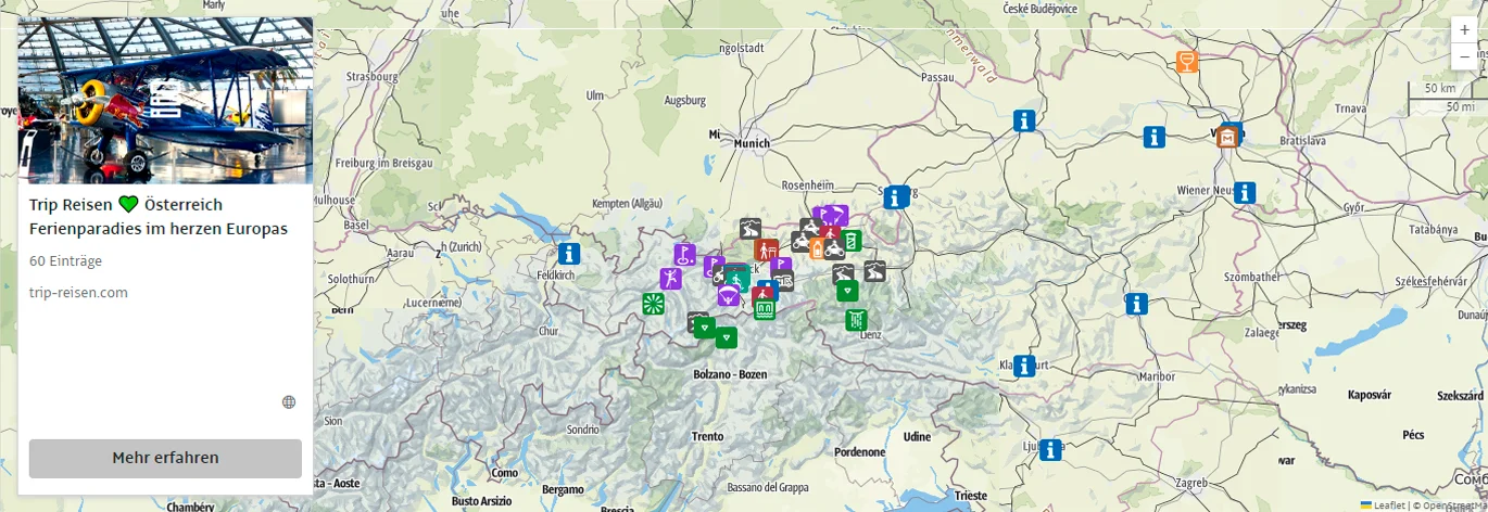 Tyrol - alle Infos auf Trip Tyrol  - alles auf einer Karte
